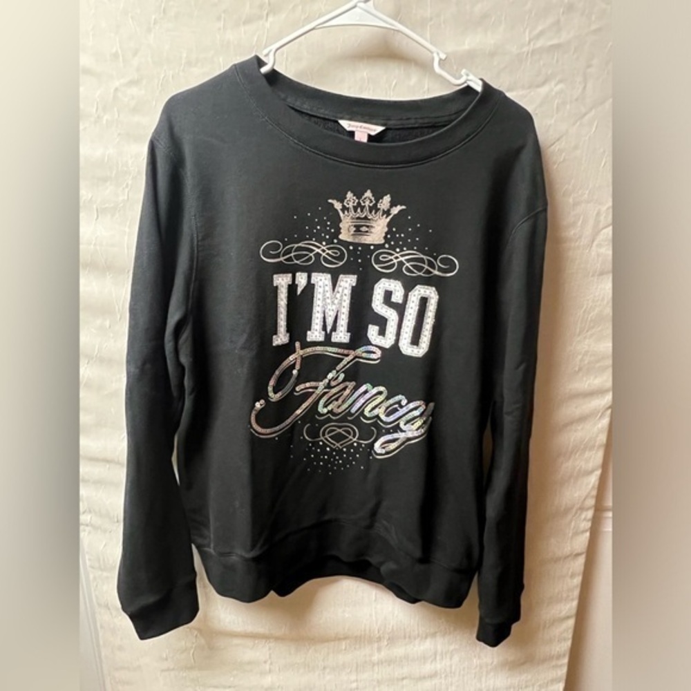 Juicy Couture Graphic Crewneck, Large, “So Fancy”